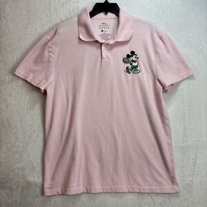 Disney Mickey Mouse Men's Large Polo Pink Tennis Short Sleeve Shirt